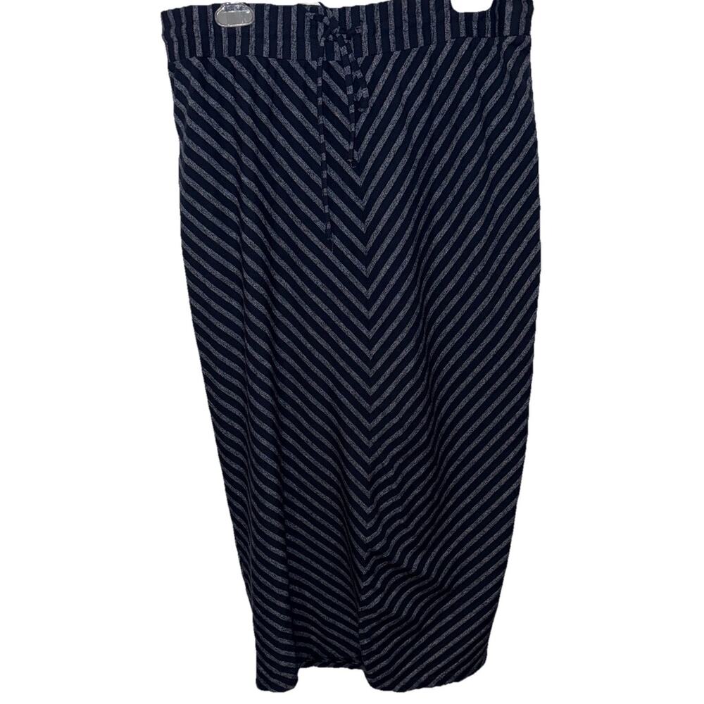 Ann Taylor Loft Navy Heather Blue Diagonal Stripe Maxi Skirt Sz. Lg. Excellent